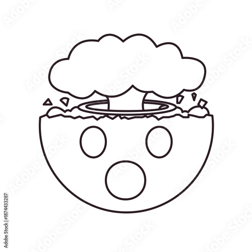 Exploding Head mind blown face emoji symbol sign icon vector illustration isolated flat funny mushroom cloud disbelief no way shock amazement