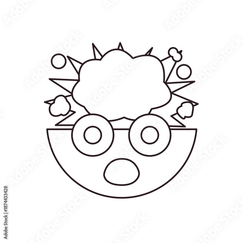 Exploding Head mind blown face emoji symbol sign icon vector illustration isolated flat funny mushroom cloud disbelief no way shock amazement