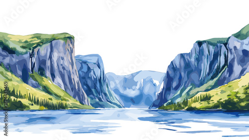 Gros Morne National Park. Gros Morne National Park hand drawn watercolor illustration