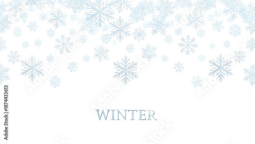 Winter scene with snowflakes on white background