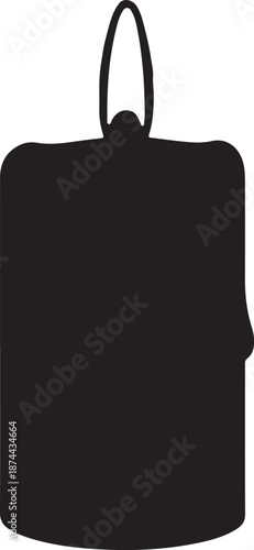 Simple black tote bag with handle and pocket on transparent background