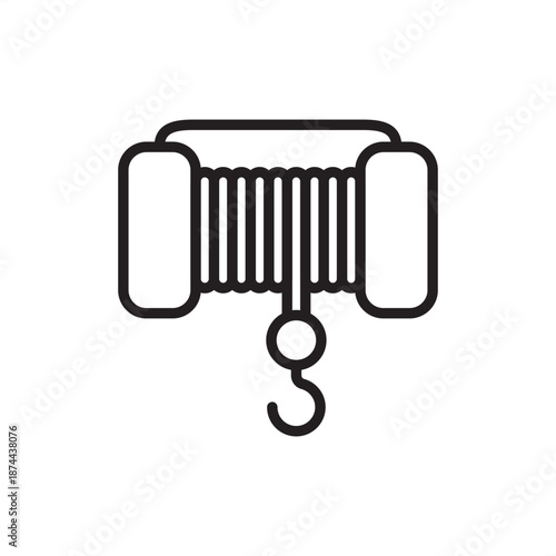 Deck winch icon symbolizing maritime hoisting, cable tensioning, and vessel towing, representing mechanical drum systems, nautical anchoring gear, marine engineering, and port cargo handling equipment
