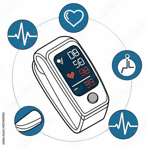 Digital pulse oximeter displaying health metrics