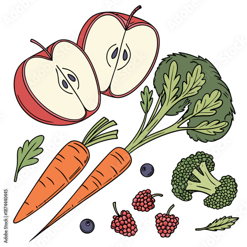 Colorful assortment of fresh fruits and vegetables