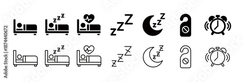 Sleep and rest related icon set