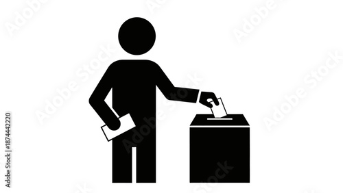 Person casting vote in ballot box during election process.