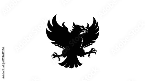 Majestic Black Eagle Silhouette with Spread Wings.