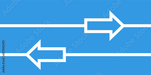 Arrow pointing to the right, formed by a continuous white line over a blue background.