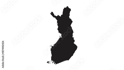 Finland Map Silhouette Black and White Illustration.