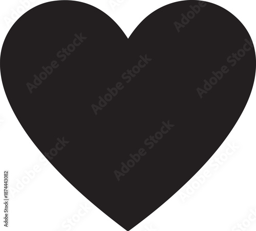 Simple black heart shape icon isolated on transparent background for design elements
