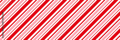 Candy cane Christmas background, peppermint diagonal stripes print seamless pattern