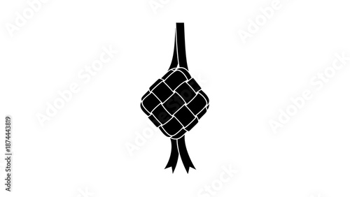 Ketupat Silhouette Icon Traditional Food.