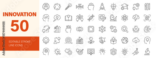 Innovation icon set. Editable line icons. Vector illustration.