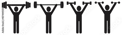 Strength Training Weightlifting Athlete Silhouette Icon Set.