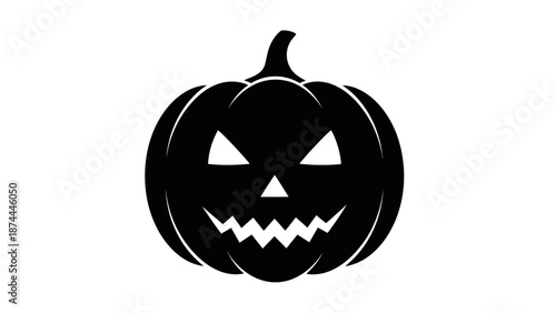 Spooky Black Jack-o-Lantern Pumpkin Icon for Halloween Celebrations.