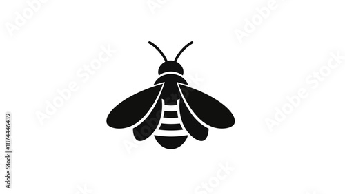 Black Bee Insect Icon Vector Illustration