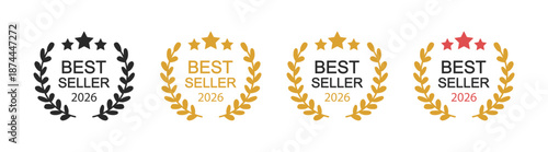 Best Seller Badge, Premium Quality Award Label, Marketing Emblem on Transparent Background