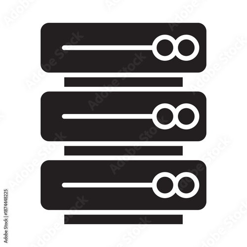 Modern Server Rack Icon Digital Data Storage IT Infrastructure Cloud Computing Network Hosting Technology Web Service