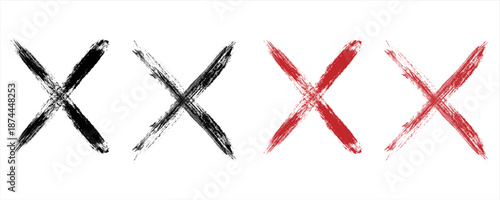 set of Hand drawn x marks. Set of grunge x sign. x cross.