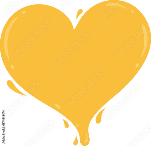Melting yellow heart shape dripping liquid illustration