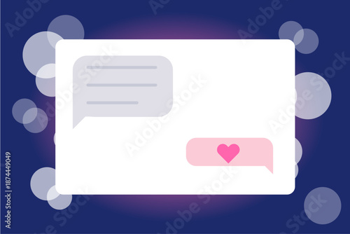Messaging App Interface With Chat Bubble And Heart Like User Interaction Concept
