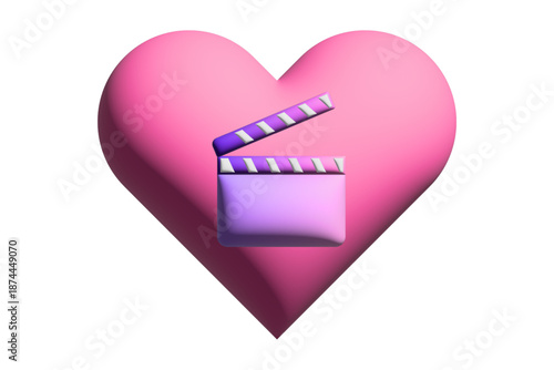 Valentine’s Day Love Video Concept With Heart And Movie Clapper Romantic Media Illustration