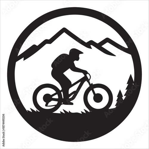 Mountain Biking Adventure In Nature Silhouette