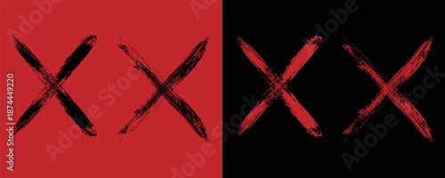 set of Hand drawn x marks. Set of grunge x sign. x cross.