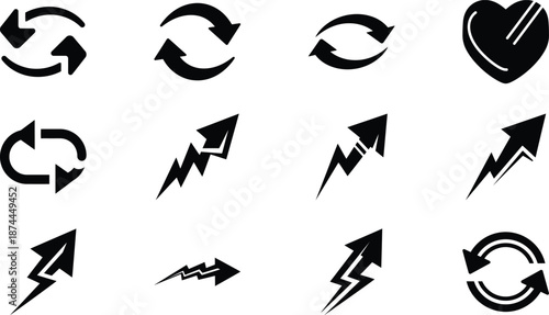 Dynamic arrows and symbols icon set