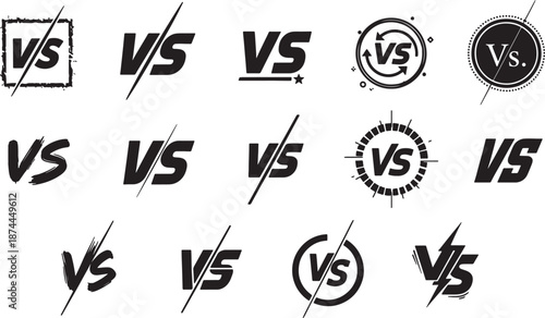 Collection of versatile versus signs in various modern designs
