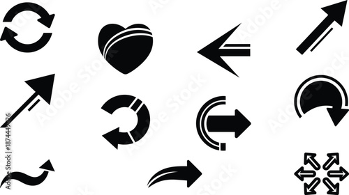 Minimalist action arrows and symbols set