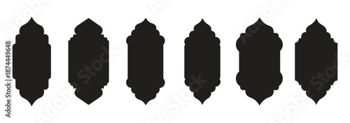 Arabic Muslim architecture design elements, Ramadan frames. Ramadan traditional door, arabesque ornament, Islam window. Traditional, oriental design