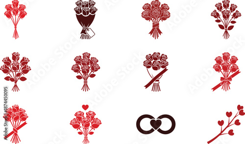 Elegant floral brooch vector icons