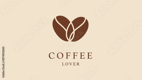 Minimalist Coffee Bean Heart Logo Vector Illustration
