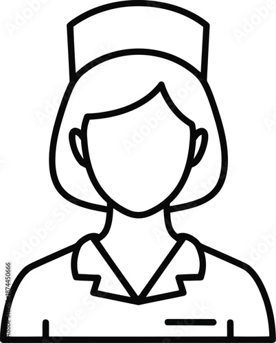 Nurse in traditional cap and uniform outline representing healthcare worker or medical professional in clinic