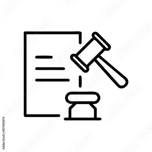 Law gavel and document icon symbolizing justice and legal proceedings