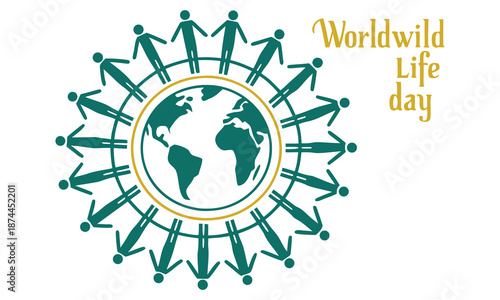 World wildlife day concept, vector illustration isolated on white background.