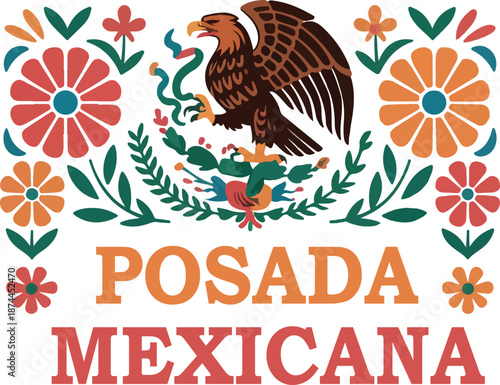 posada mexicana logo vector white background .