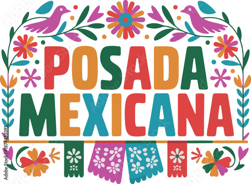 posada mexicana logo vector white background .