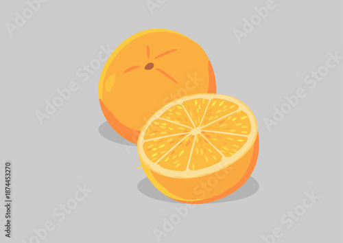 Fresh Oranges Whole and Halved Citrus Fruit