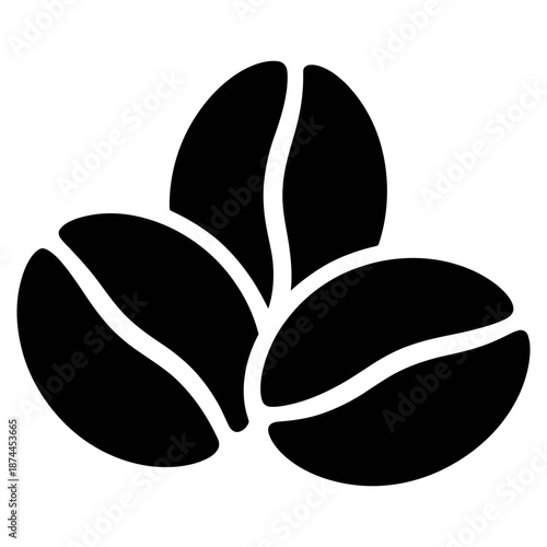 Coffee Arabica Beans Silhouette Icon Vector, Coffee Design on White Background