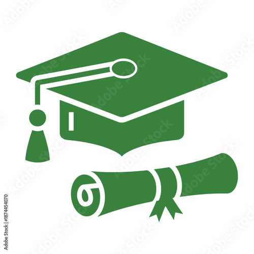 Green graduation cap and diploma education academic