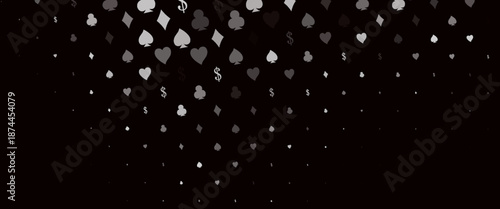 Dark Silver, Gray vector layout with elements of cards. Shining illustration with hearts, spades, clubs, diamonds. Pattern for ads of parties, events in Vegas.