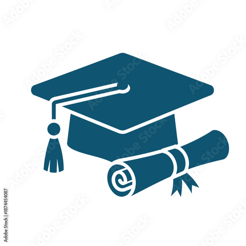 Blue graduation cap and diploma education academic
