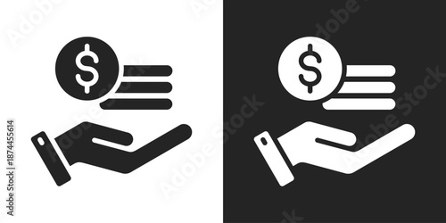 Cost Icon In Black And White Glyph Style