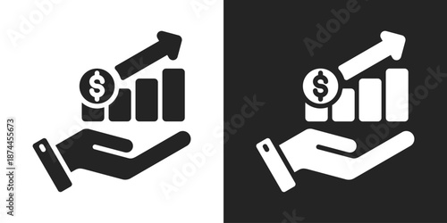 Revenue Icon In Black And White Glyph Style