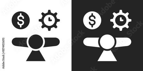 Break Even Icon In Black And White Glyph Style