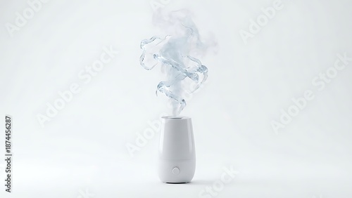 White Humidifier Releasing Swirling Mist vapor steam