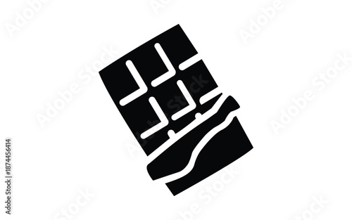 Bitten chocolate bar silhouette icon showing broken sweet candy dessert concept