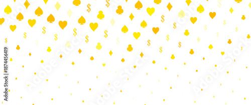 Light Green, Yellow vector template with poker symbols. Colored illustration with hearts, spades, clubs, diamonds. Smart design for your business advert of casinos.